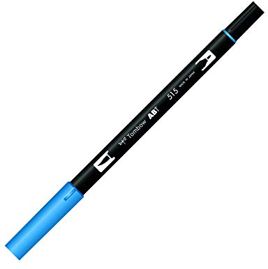 Tombow ABT-515 fiberpenna dubbel borste penna med två spetsar, ljusblå