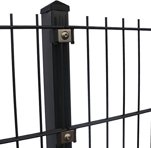 Doppelstabmattenzaun Höhe 1,83 m komplett Set 10 bis 40 m Anthrazit + Moosgrün (20 m, Anthrazit RAL 7016)