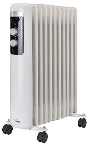 Bimar HO411 Termosifone elettrico, Radiatore ad olio Basso Consumo, calorifero ad olio con 11 Elementi e 5 Canali di Circolazione, Termostato Regolabile, 3 potenze di Riscaldamento, Trasportabile