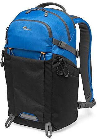 Lowepro LP37259-PWW Photo Active, Mochila para cámara Exterior sin Espejo con divisores QuickShelf, Tablet 12/iPad/Hidr.2L, Sony, Canon, Nikon, Objetivos, Gimbal, Dron, dji, Azul/Negro