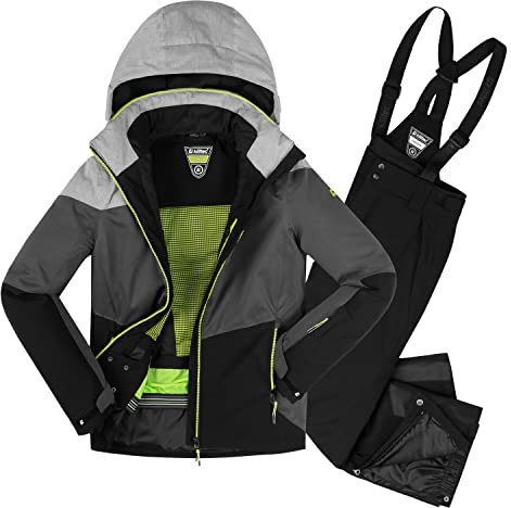Killtec Jungen Skianzug Größe 128 - wasserdicht 10.000 mm Wassersäule - Skijacke Grau Anthrazit Schwarz, Skihose Schwarz