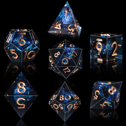 SIQUK 7 Stück Polyedrische Würfel Set 7 Polyedrische Würfel D4 D6 D8 D10 D12 D20 D% Spielwürfel für Dungeons and Dragons DND RPG MTG, Dunkler Stern