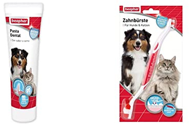 Beaphar Pasta Dental Perro Y Gato 100g & Dog-a-Dent Cepillo de Dientes