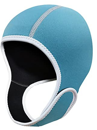 Amagogo 2 mm Neopren-Tauchanzug-Haube, elastische Tauchhaube mit Kinnriemen, Bademütze, Thermohaube, für Damen, Herren, Kajakfahren, Surfen, Blau