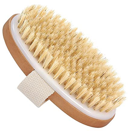 Azymi - Spazzola a secco, per drenaggio linfatico, esfoliante per la schiena, per doccia, bagno, pulizia del corpo, pelle morta e rimozione della cellulite, ovale, dimensioni 13 x 6,5 cm