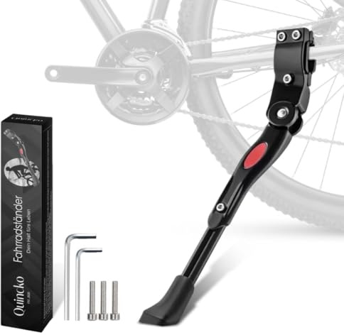Quincko Fahrradständer Pro+ 24-28 Zoll, Höhenverstellbar Fahrrad Ständer, Rutschfest Seitenständer, Mountainbike, aus robustem Edelstahl, Bike Stand