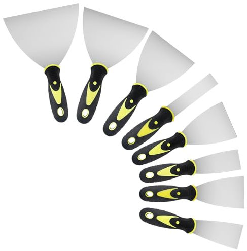 Lot de 8 grattoirs pour papier peint, mastic de remplissage de peinture, couteaux, grattoirs en acier inoxydable pour remplisseuse murale, décapant pour murs, décoration à faire soi-même, plâtrage –