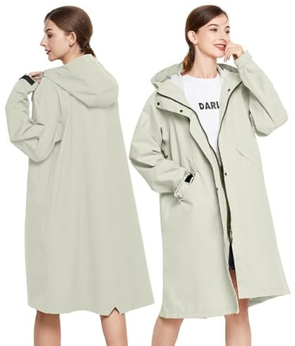 LAMA Impermeabile Lungo Da Donna, Giacche Impermeabili Riutilizzabili Con Cappuccio e Borsa per Il Trasporto, Impermeabile Leggero Da Donna Antivento Per Esterni