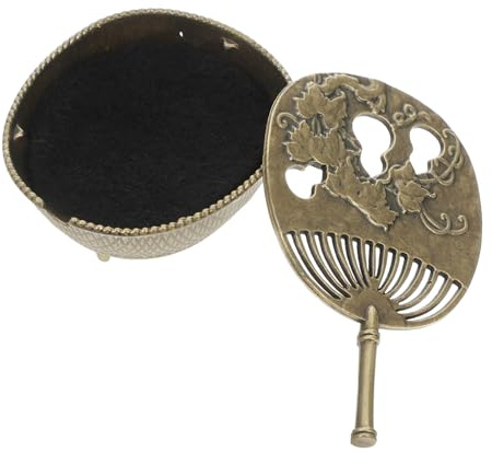 HOLIDYOYO Mini Copper Incense Burner Lid Brass Aromatherapy Holder for Meditation Yoga Home Decor Vintage Holographic Gourd Fan Design Incense Powder and Stick Burner