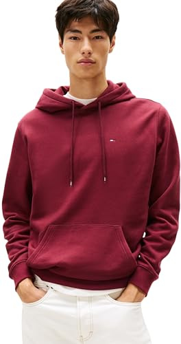 Tommy Jeans TJM Reg S Flag Hoodie, Sudadera con Capucha Hombre, Red (Red Wine), XS