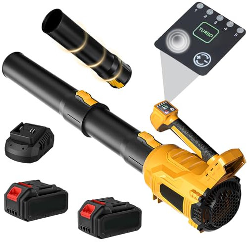 Umisu Souffleur à Feuilles 21 V sans Fil avec 2 Battries 3000mAh et Chargeur, Souffleur Feuilles 5 Vitesse, Souffleur sans Fil pour Jardin Enlèvement Feuilles Neige Poussière Entretien Pelouse