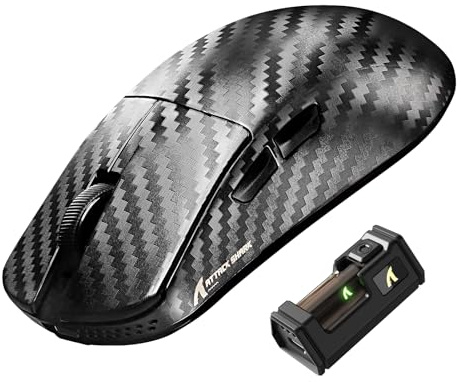 ATTACK SHARK R11 ULTRA Trådlös Gamingmus i Kolfiber, 8000Hz Polling Rate, 49g Superlätt, 42000 DPI, 20000 FPS, PAW3950MAX, Nordic 52840, Ice-Feel-beläggning, BT/2.4G/USB, för PC/Mac, Weave Black
