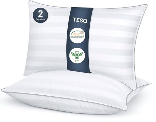TESQ Almohadas 40x70 cm Pack de 2 – Almohada Suaves y Cómodas de Lujo de Hotel, Transpirables e Hipoalergénicas, Ideales para Dormir de Lado, Boca Arriba o Boca Abajo, Fáciles de Lavar