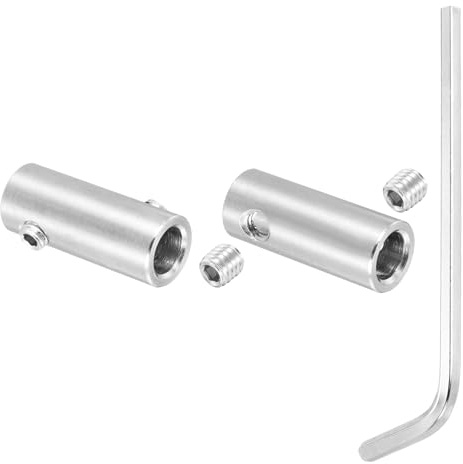 PATIKIL 8mm Hole Wire Rope Clips Set, 2 Pcs 304 Stainless Steel Double Holes Lock Cable Clamps Clip with M6 Hexagon Screws Spanner for Wire Rope Fitting, Silver