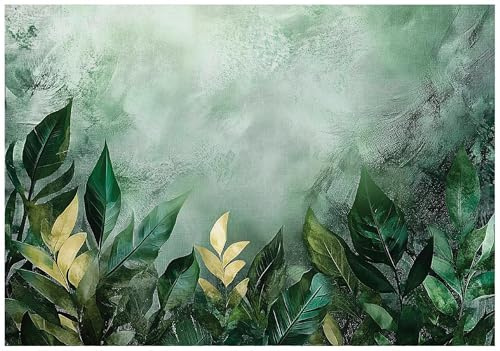WallArena – fleece fototapet blad 350 x 250 cm – fototapeter – tapeter – för vardagsrum sovrum – fibertapet tapet tapet 3D-effekt – inkl. lim – natur tropisk botanisk grön