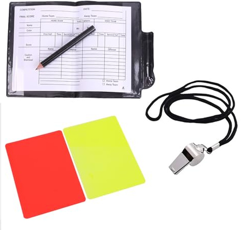 SkyPOOU Cartolina arbitro calcio rossore e giallo con fischietti cordino sport set punteggio libro per arbitro di calcio set set