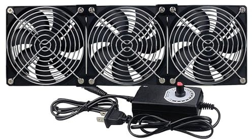 3 ventole per PC da 120 mm, ventola da 12 V, con spina di alimentazione e regolatore di velocità continuo, ventola silenziosa, 12 V, potente ventola per computer, laptop, server, gaming PC, AV, router