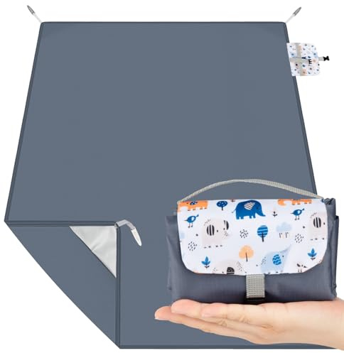 Kiiwah Picknickdecke Outdoor 200 x 150 cm, Faltbar Picnic Blanket Waterproof Leicht und Tragbar Stranddecke Decke Wasserdicht für Familien und Freunde Beim Camping, Picknicken und Reisen