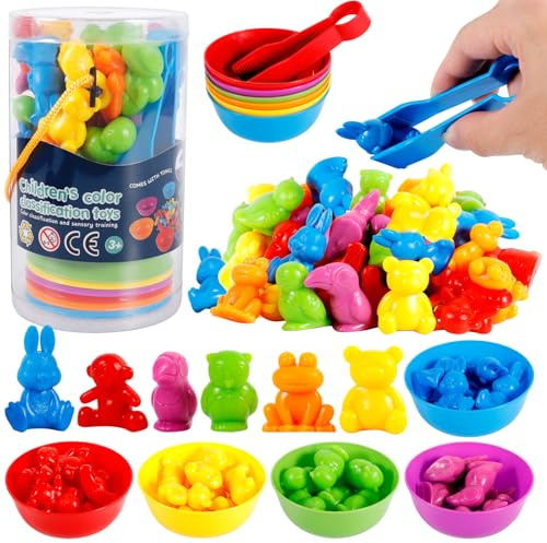 ZLPBAO Giochi Montessori 3 4 Anni,47Pcs Montessori Giocattolo Educativo,Gioco Combinazione di Colori, Giocattoli Impilare Abilità Matematiche e Classificazione, Bambini Regali per Ragazzi e Ragazze