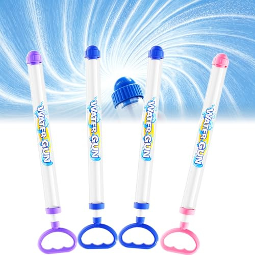 Dubydu 4PCS Firework Water Gun for Kids & Adults, Firework Style Water Squirter High Pressure Pull-Out Water Blaster, Fireworks Effect Water Spray Toy for Pool Beach Backyard Summer Water Fight