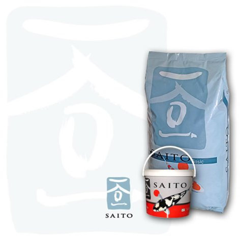 Saito Basic Premium Koifutter, Ganzjahresfutter für Koi, Schwimmfutter für Koi jeden Alters zur Verbessung der farblichen Brillianz der Koi, Saito Basic pflegt die Haut und unterstützt den Organismus und das Immunsystem der Koi 15kg 5mm