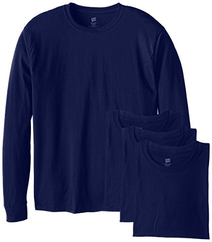 Hanes mens Essentials Long Sleeve T-shirt Value Pack (4-pack) fashion t shirts, Navy, Large US