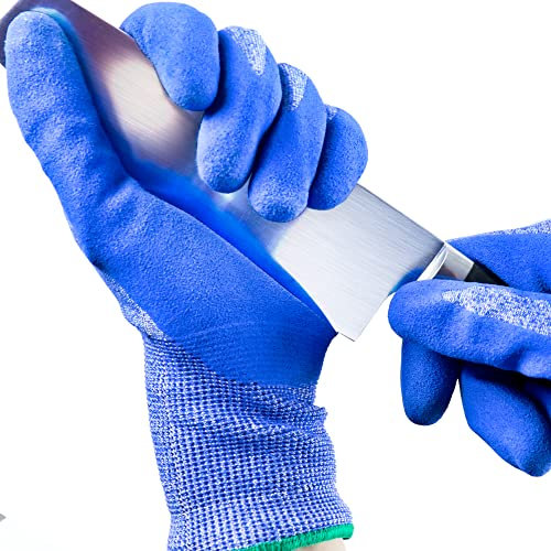 S&R Gants de Travail Anti Coupures Protection 5. Gants en Tungsténe et Nitrile - Taille 10