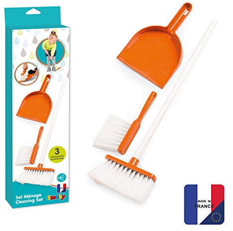 Smoby - Reinigungs-Set - Putzen wie die Großen, mit Schaufel, Handbesen und einem großen Kehrbesen, Putzset für Kinder ab 3 Jahren