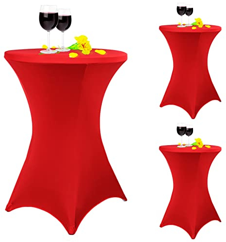 Pesonlook Set med 3 stretchöverdrag för bistrobord, diameter 80–85 cm, eleganta fotförstärkning, maskintvättbart vid 40 grader, stretchigt överdrag för höga bord och bord