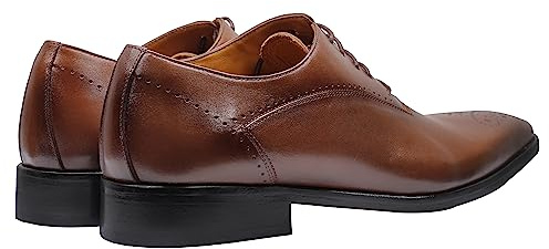 Mens Real Calf Leather Shoes Leather Sole Classic Handmade Semi Brogues Oxfords Lace up
