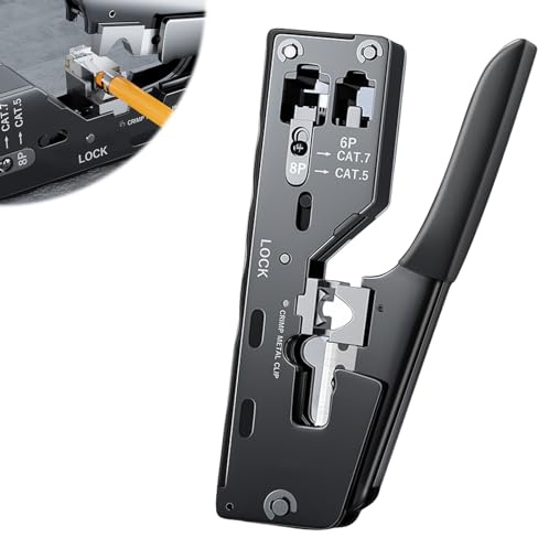 TOATELU RJ45 crimptång, universell presstång för CAT7/CAT6A/CAT6/CAT5E/CAT5, nätverksverktyg crimptång RJ45 för nätverkskontakter, perfekt för installation av nätverkskablar