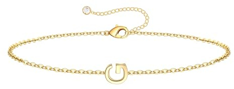 Pulsera TINGN de oro y plata para niñas y mujeres, bañada en oro blanco de 18 quilates, pulsera delgada con letras, personalizable, regalo de cumpleaños para mujeres y niñas, 15 cm, Metal
