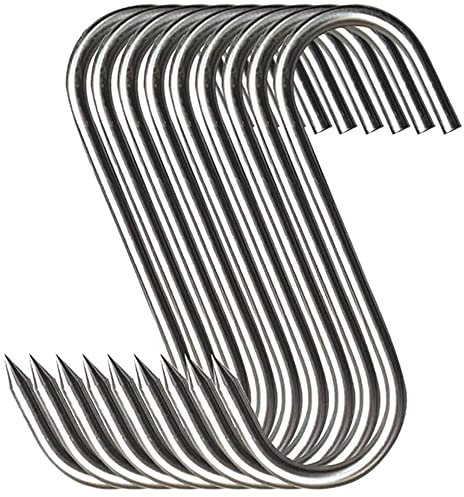 Gflyyue Premium Stainless Steel Meat Hooks, Smoking & Grilling Hooks (Pack of 10, 7 in 4.6 mm)