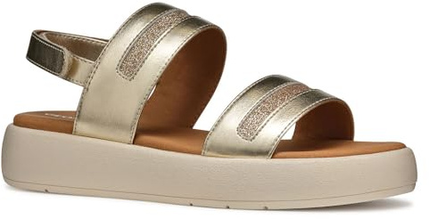 Geox D CAMALEI C - Sandalo piatto Donna, Lt Gold,