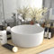 CIADAZ Luxuriöses Waschbecken, Aufsatzwaschbecken, Bathroom Sink, Waschtisch, Aufsatzbecken, Ablaufgarnitur, Rund Matt Weiß 40x15 cm Keramik