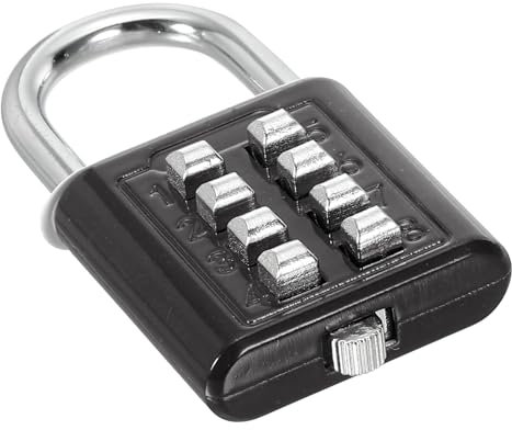 PATIKIL Cadenas à Combinaison à 8 Chiffres, Mécanisme de Verrouillage à 4 Positions, Cadenas Numérique de Sécurité à Bouton-Poussoir pour Casier de Sport de Gymnase, Noir