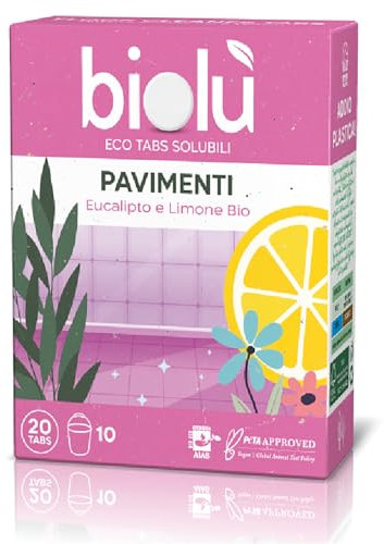 BIOLU ECO TABS - DETERSIVO PAVIMENTI LIMONE ed EUCALIPTO - Ecologico Plastic Free - 20 tabs - cod. BTAPA12
