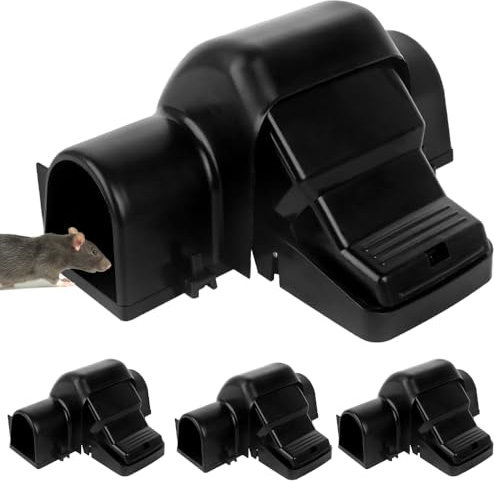 Mineup 4 Pack Rat Traps That Kill Instantly, Humane Rat and Mouse Traps for Indoors and Outdoor Use, Reusable Rat Catcher, Highly Sensitive Mice Traps and Rat Killer, Child and Pet Friendly
