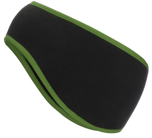 PATIKIL Ear Warmer Headband, Polar Fleece Ear Warmer Winter Stretchy Running Sweatband Outdoor Essential for Running Jogging Walking Skiing, Black with Dark Green