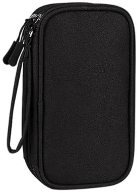 Kabelorganiseringsväska, dubbla lager elektroniktillbehör väska organiserare för kablar, universell bärväska för reseprylar för kablar, powerbank, USB-enhet, laddare hårddisk – svart, Svart, En
