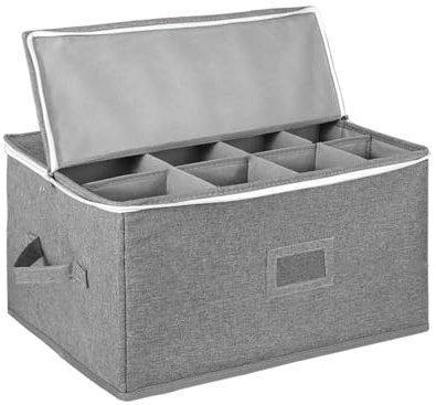 Vinglas förvaringsbox med skiljeväggar, glas- -kinesisk förvaringsbehållare högkvalitativ materialförvaringsbehållare med skiljeväggar arrangör