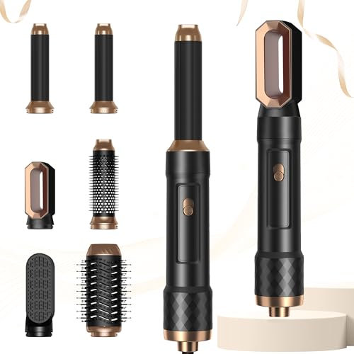 Hairstyler Airstyler, UMIGA Hair Styler set 6 in 1 mit Haartrockner Föhn, Luftstrom Rundbürsten Föhnbürste, Auto Lockenstab, Glättbürste, für Haar Volumen, Glätten, Locken und Föhnen,Schwarz