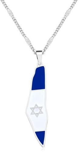 Tobestu Platinum Plated Israel Flag Necklace- Religious Statement Pendant - Star of David Jewelry YA5139