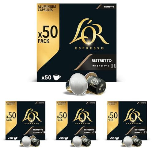 L'OR Espresso Cápsulas de Café Ristretto | Intensidad 11 | 50 Cápsulas Compatibles Nespresso (R)* - Amazon Exclusive (Paquete de 4)