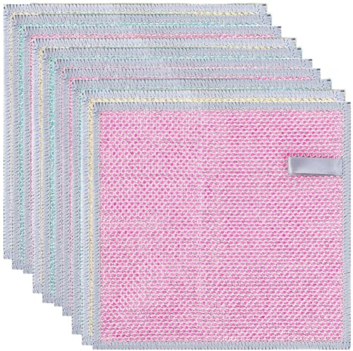 Wodsty Silver Wire - Trapo de limpieza de doble cara para cocina, ollas, estufas y encimeras, 20 x 20 cm, 1-10 unidades