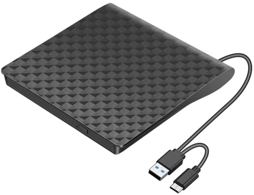 Fegtrtyoa Lettore CD Dvd Esterno USB 3.0 di Tipo C, Lettore Ottico, Masterizzatore Dvd Portatile, Lettore CD per Laptop e Desktop