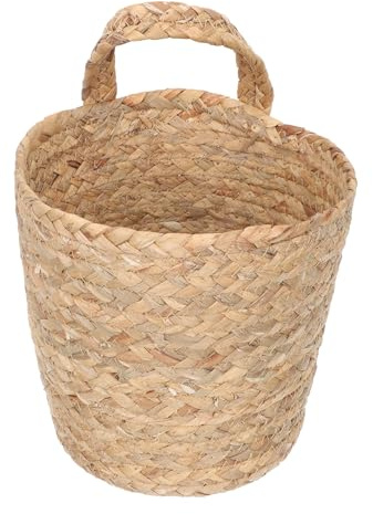 SHINEOFI Cesto Portaoggetti Intrecciato Grande in Giacinto D’acqua, Cestino da Parete Appeso per Organizzazione Casa e Giardino, Contenitore Aperto Multiuso Texture Naturale e Resistente