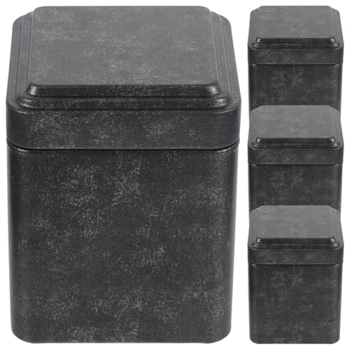 Uonlytech Set 4 Barattoli da tè in Latta Coperchio Ermetico, Contenitori per tè Sfuso e Caramelle, Barattoli Decorativi Resistenti per Conservazione Alimenti in Cucina e Casa, Design