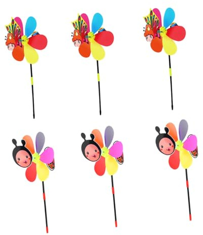 CIYODO Girandole Eoliche da Esterno 3d 6 Pezzi, Mulino a Vento Colorato Decorazione Giardino e Patio, Giocattoli Vento per Festa e Giochi All’aperto