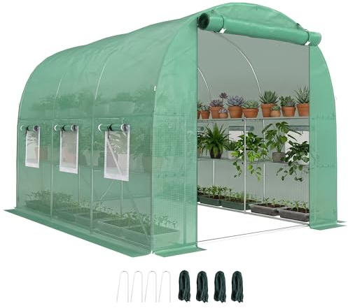 Outsunny Invernadero de Exterior 2,8x2x1,9 m con Estantes Anti-UV Verde